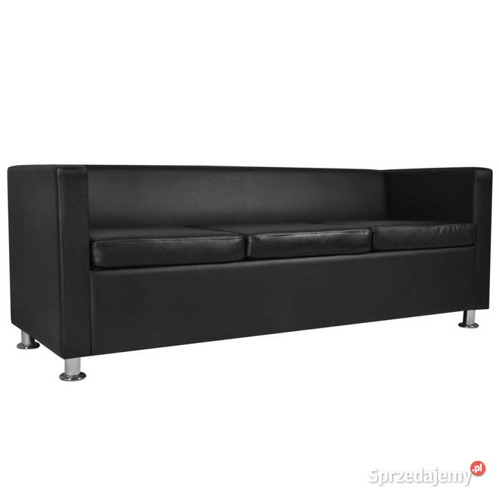 Sofa 3osobowa ze skóry syntetycznej czarna Warszawa