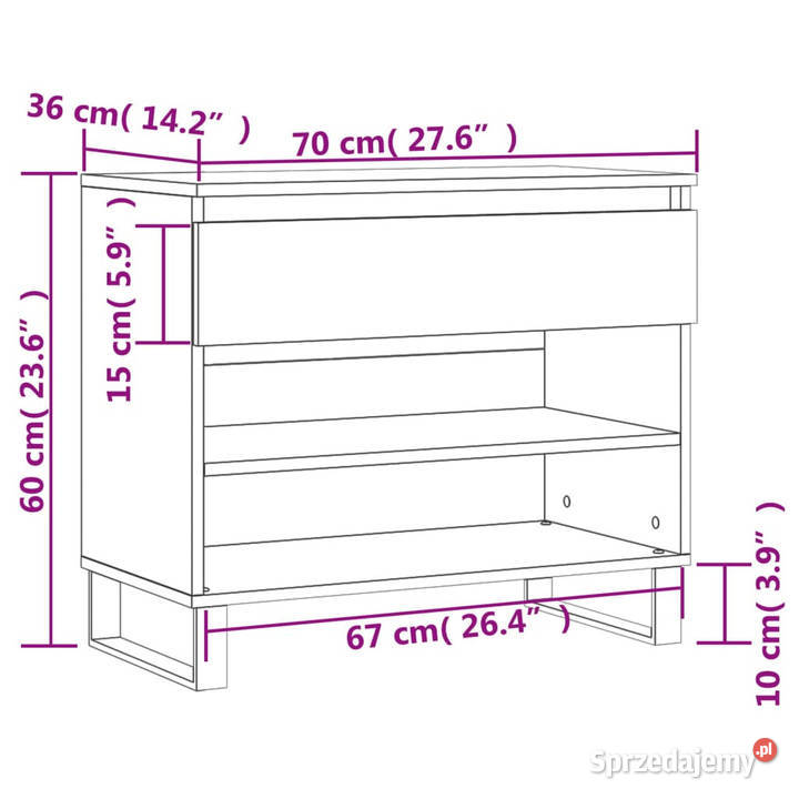 Szafka na buty szary dąb sonoma 70x36x60 Warszawa