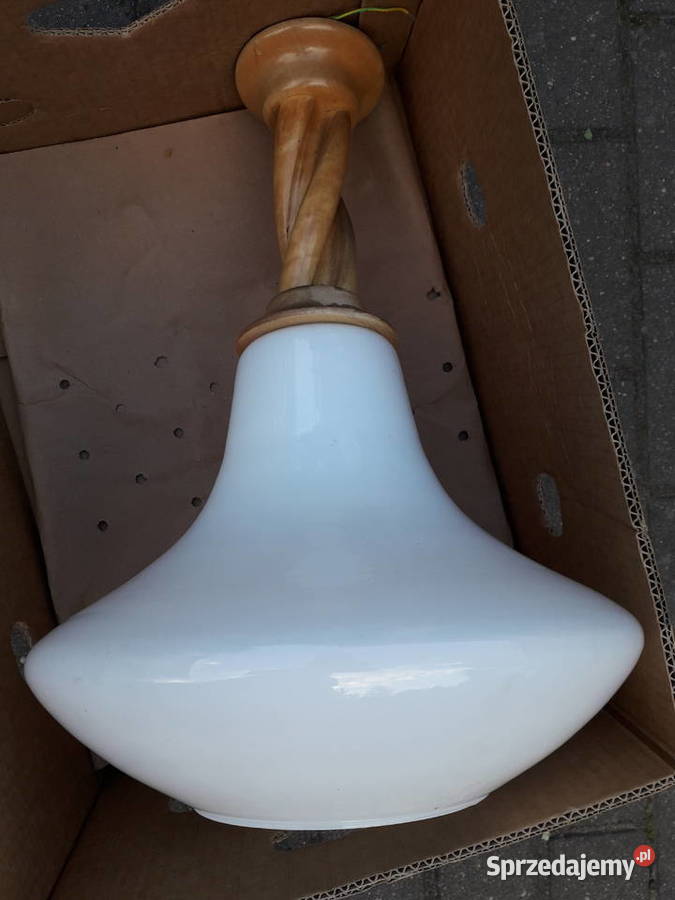 Oryginalna lampa drewniana z kloszem Warszawa sprzedam