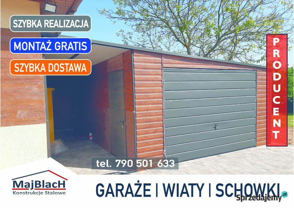 Garaż Blaszany dołączony do ściany Zadaszenie sprzedam