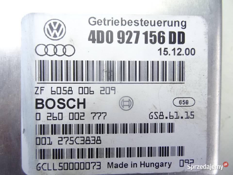 4D0927156DD AUDI A8 D2 9902 STEROWNIK SKRZYNI Skrzynie biegów automatyczne Przemęt sprzedam