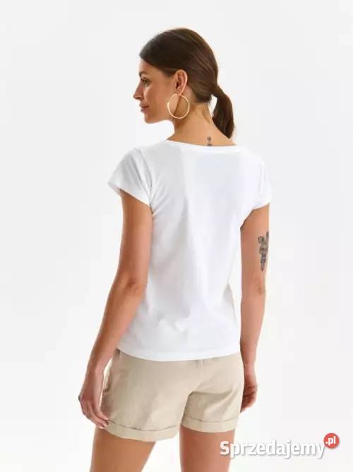 biały tshirt z nadrukiem Top Secret