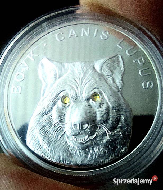 WILK srebrna moneta PROOF Ag999 z kryształami Numizmatyka