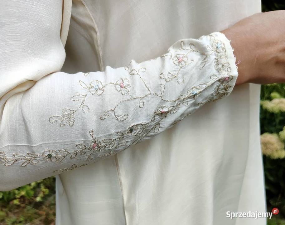 Kremowa bluzka tunika L 40 wiskoza jedwab Szczecin