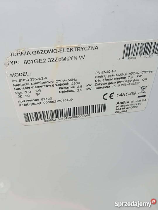 Kuchnia Amica na propanbutan możliwy transport Warszawa