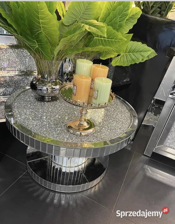 Nowoczesna luksusowa ława stolik kawowy okrągły kryształki