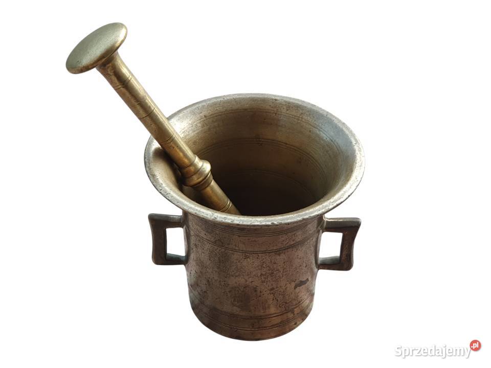 Stary mosiężny moździerz kuchenny sygnowany lata Cieszyn