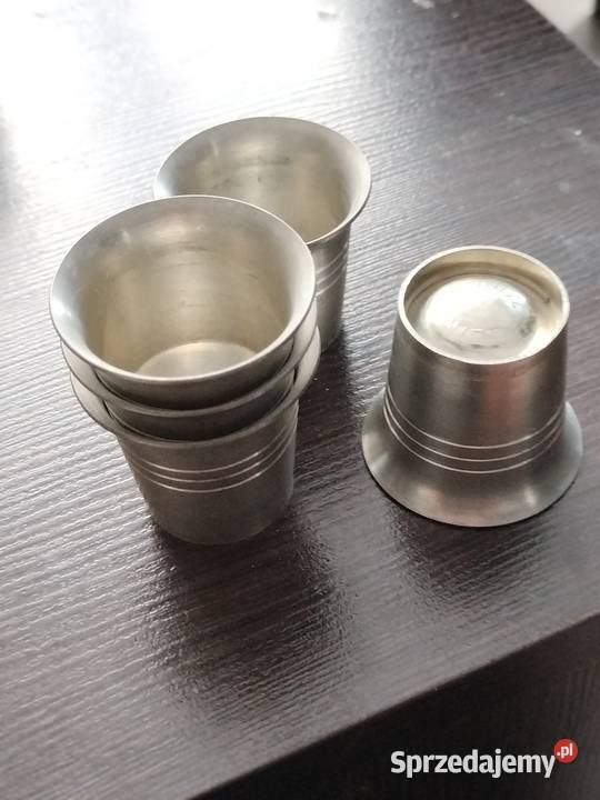Metalowe kieliszki z cyny stare 5 sztuk Choszczno