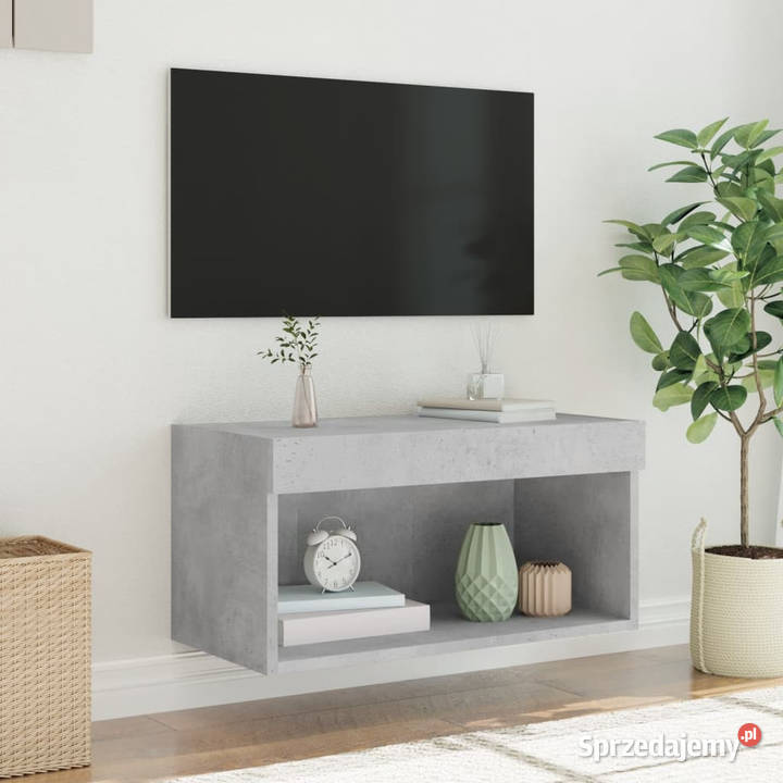 Szafka pod TV z oświetleniem LED szarość betonu Warszawa