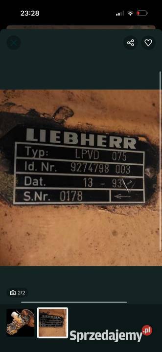 Główna pompa hydrauliczna LPVD 075 LIEBHERR nie Koparki Ostrów Wielkopolski