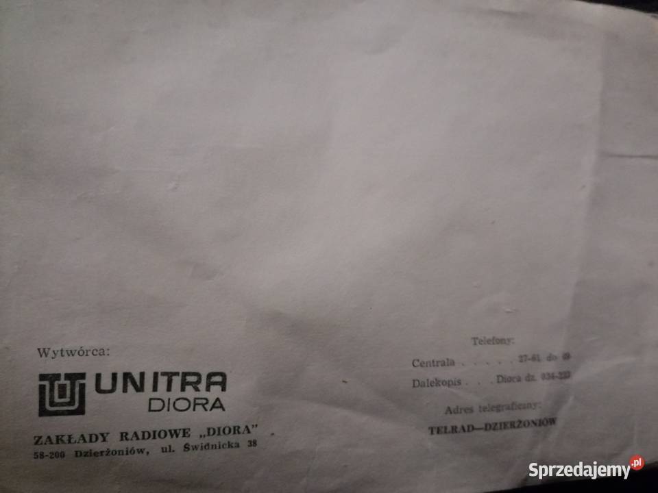 Instrukcja obsługi radia samochodowego Unitra Kraków