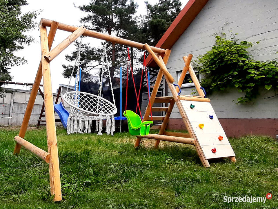 Drewniany Plac Zabaw do Ogrodu MAJA 2xHuśtawka Drewno  Zabawki ogrodowe śląskie