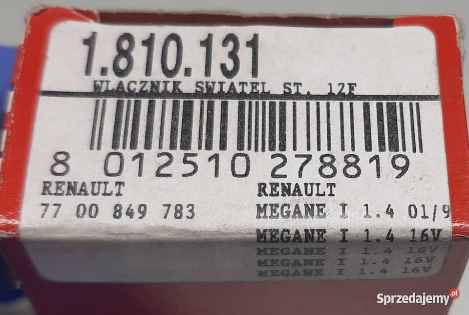 WŁĄCZNIK ŚWIATEŁ STOP RENAULT MEGANE I SCENIC I Mielęcin