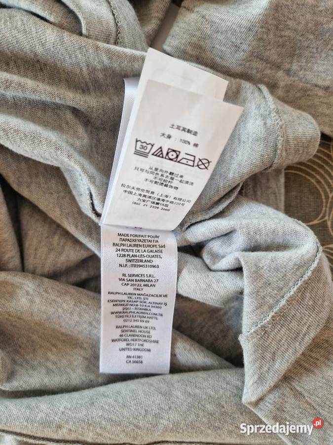 Nowa szara koszulka tshirt Ralph Lauren Polo Bibice