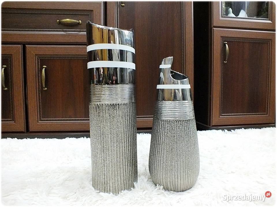Srebrny Wazon ceramiczny dekoracyjny Komplet 2 w lubuskie Żary