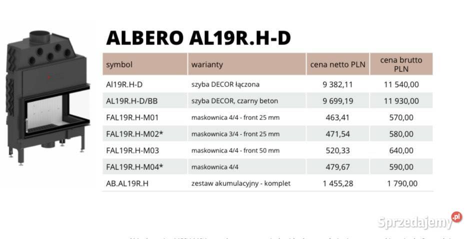 HITZE Wkład kominkowy ALBERO AL19RHD Piła