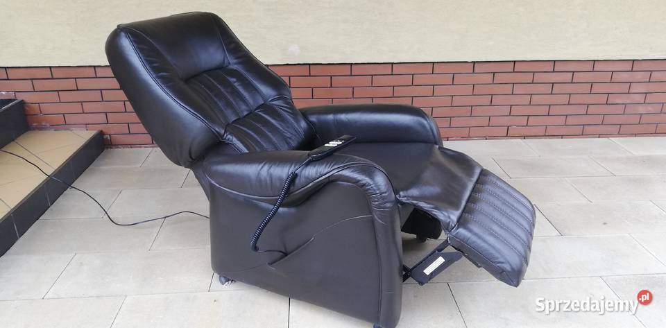 Fotel rozkładany elektryczny skóra relax dla starszych osób
