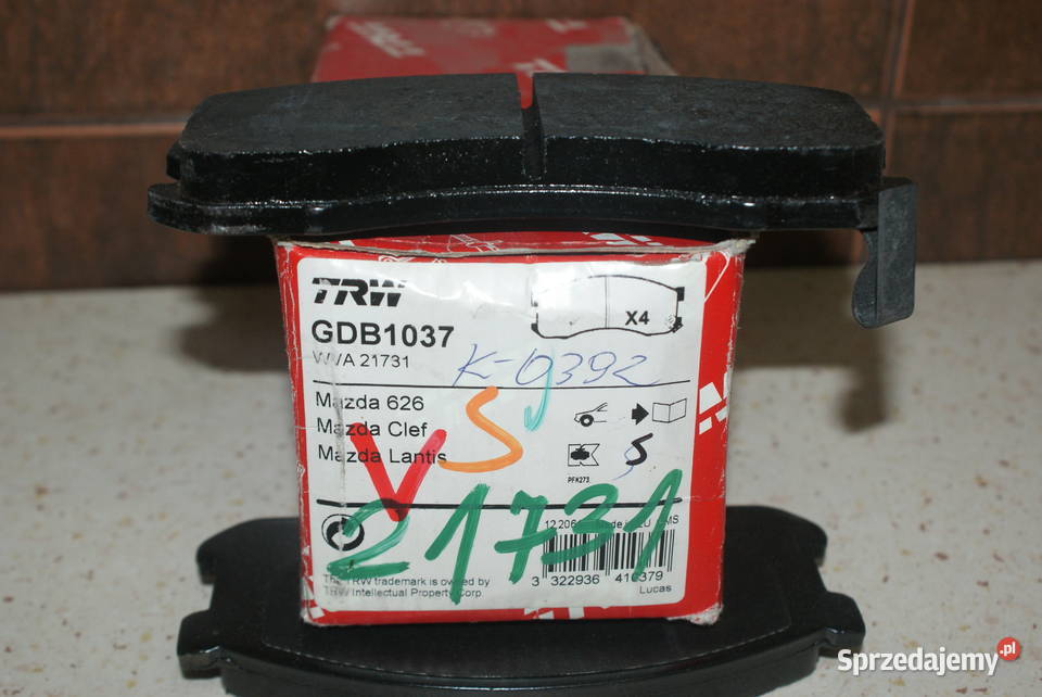 GDB1037 TRW KLOCKI HAMULC MAZDA 626 8992 Z CZUJ mazowieckie Białobrzegi sprzedam