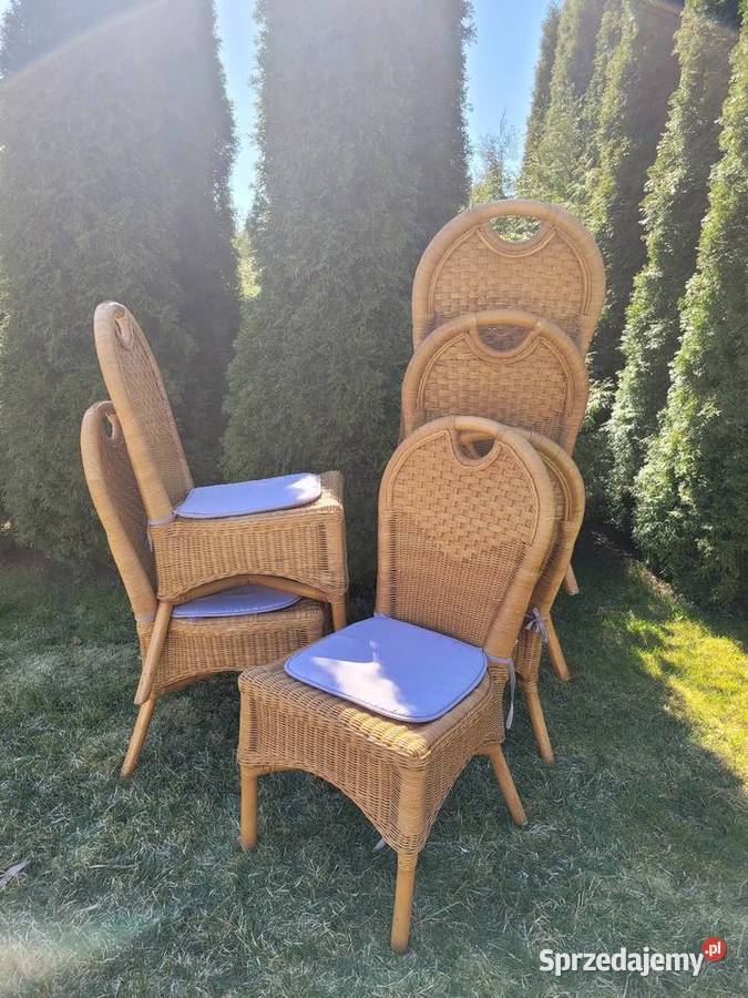 Komplet 6 foteli z ratanu z poduchą Białogard