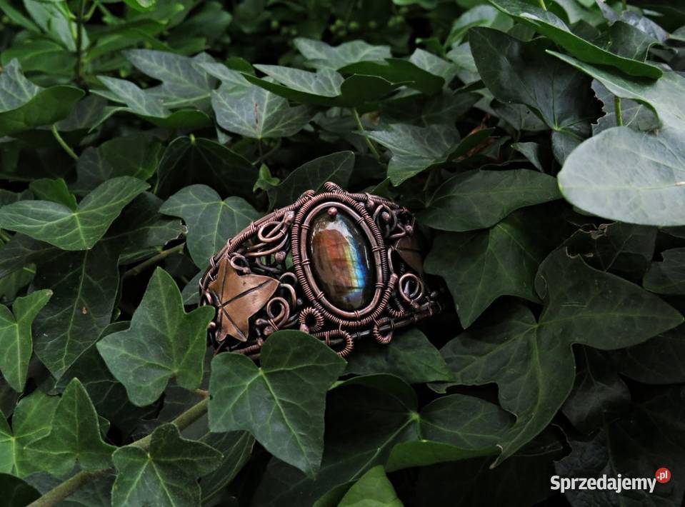 Unikatowa bransoleta rękodzieło labradoryt Wieliczka