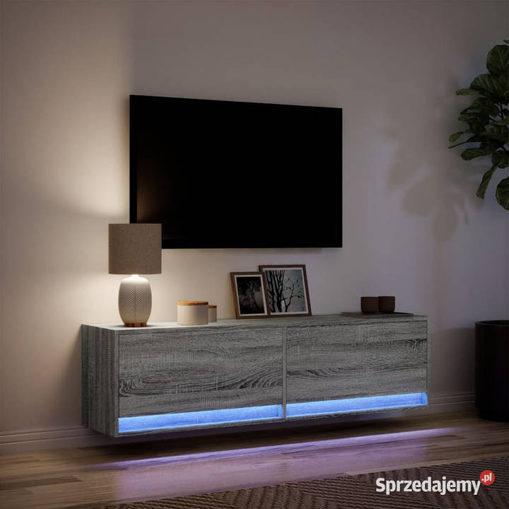 Ścienna szafka TV z LED szary dąb sonoma Warszawa