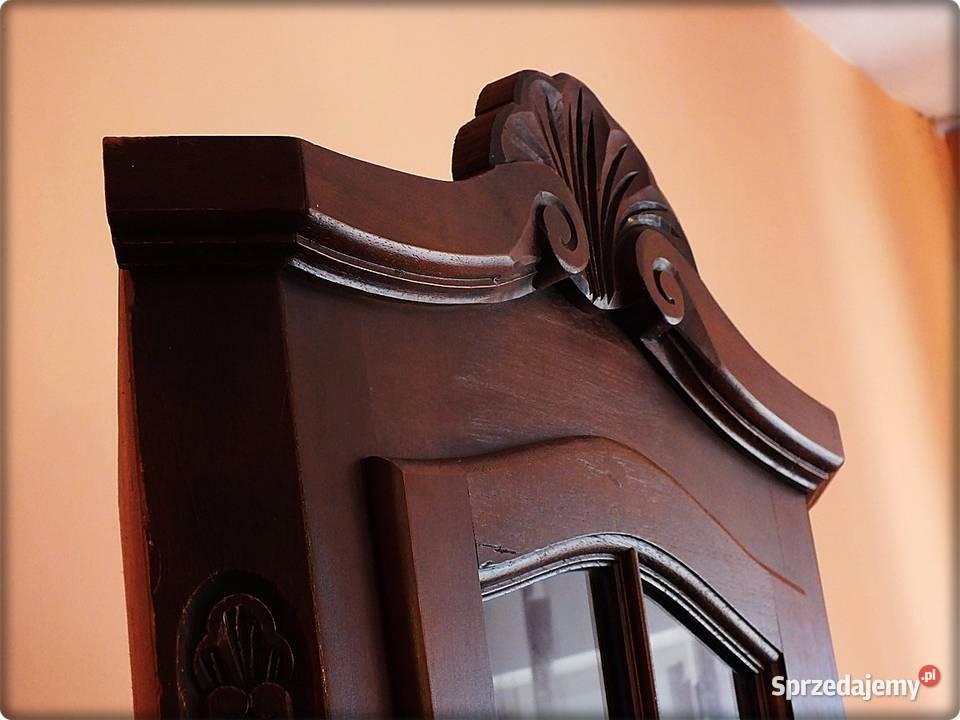 Stara Szafka narożna drewniana rzeźbiona Witryna Żary