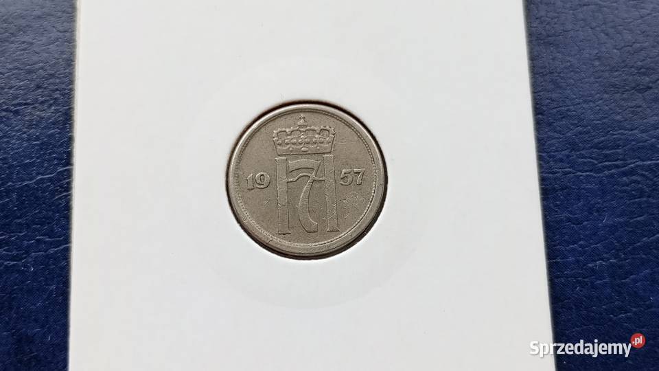 Stare monety 25 ore 1957 Norwegia Numizmatyka Lesko