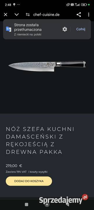 Nóż szefa kuchni Elbląg