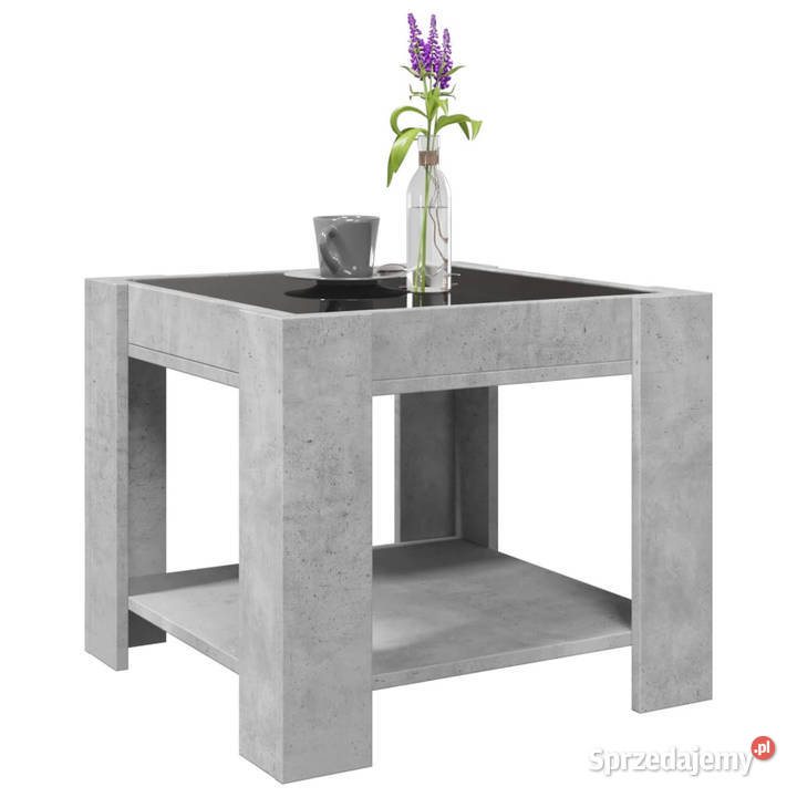 Stolik kawowy z LED szarość betonu 53x53x45