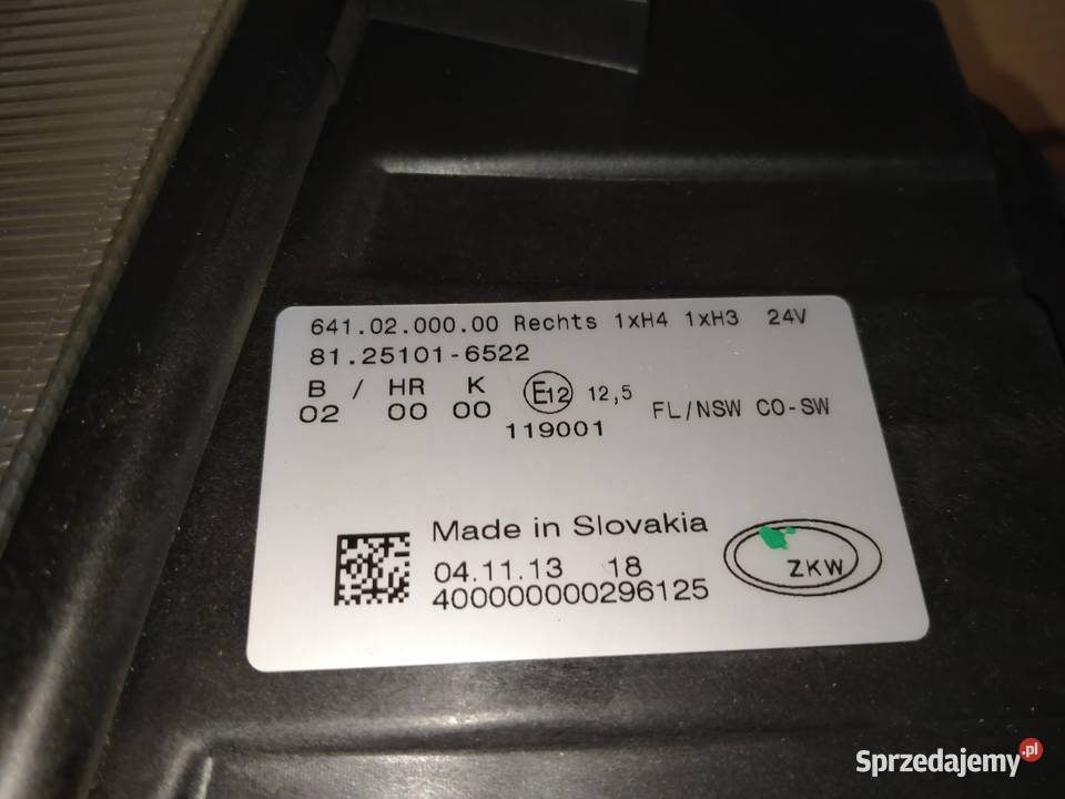 MAN TGX TGS HALOGEN PRZECIWMGIELNY PRAWY NOWY lubuskie Kargowa