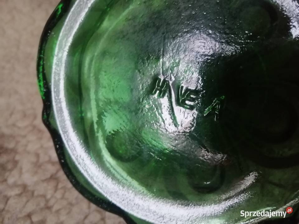 oryginalna lampa naftowa z zielonego szkła Legnica