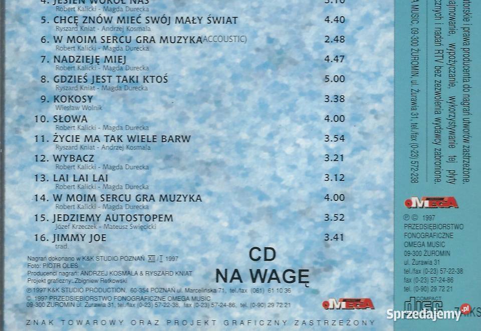 CD Magda Durecka W moim sercu gra muzyka 1997 Brwinów