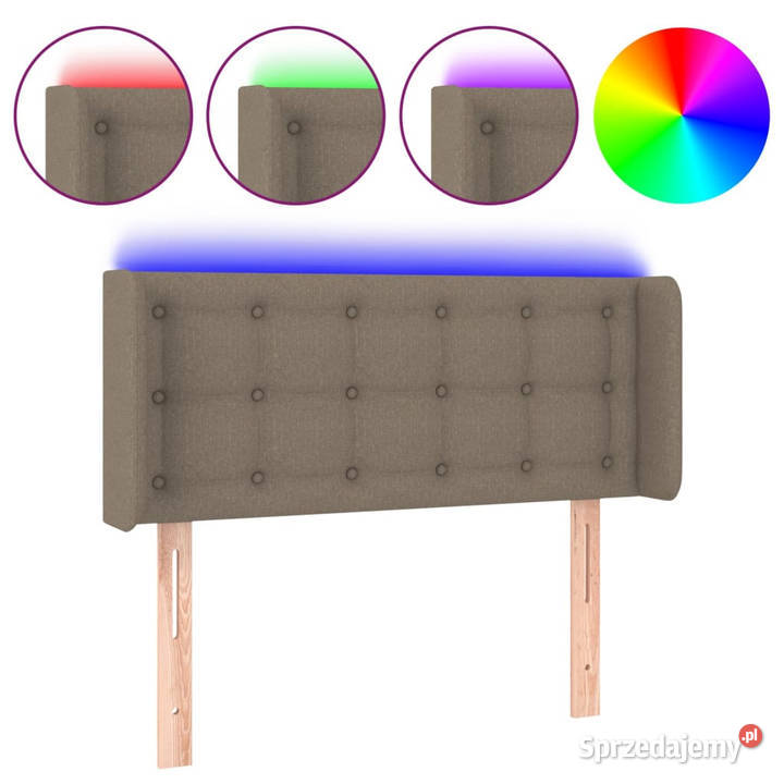 Zagłówek do łóżka z LED taupe 93x16x7888 tkanina Warszawa