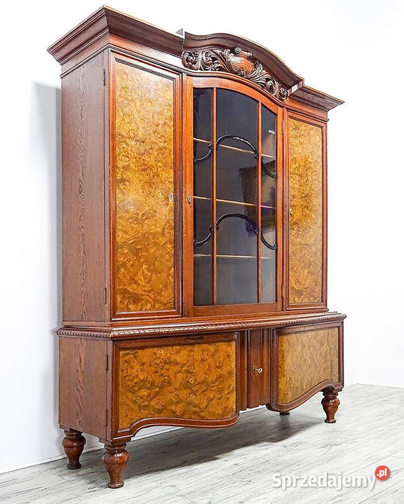 Wysoka drewniana WITRYNA na nóżkach BIBLIOTECZKA wielkopolskie Kalisz