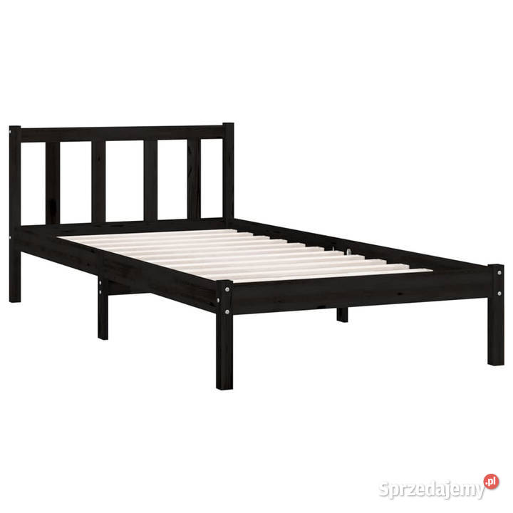Rama łóżka czarna z litego drewna sosnowego 100 105cm sprzedam