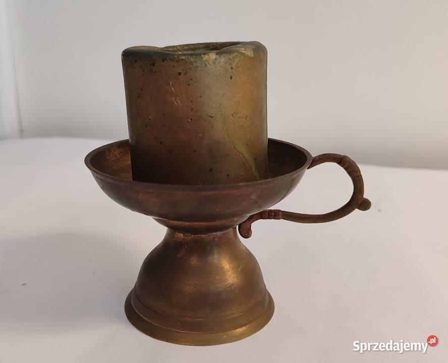 Stary mosiężny świecznik kaganer antyk pomorskie Gdańsk
