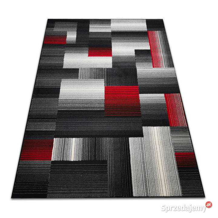 DYWAN 140X200 IDEA PRĄŻKI WS11 CZERWONE GĘSTY Białystok