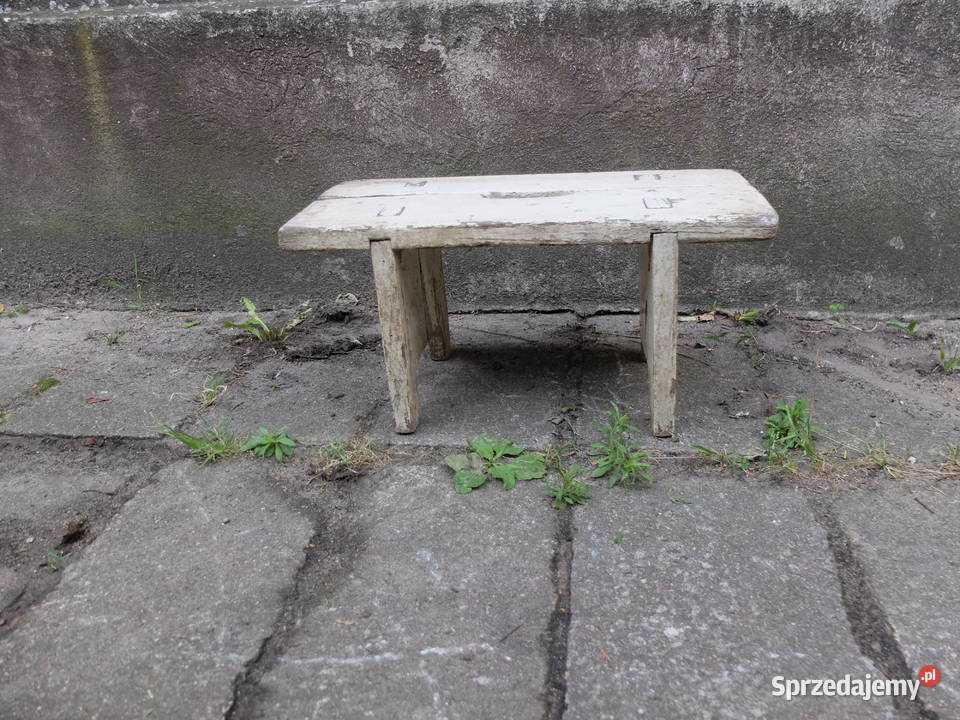 Stary wiejski taboret ławeczka ryczka 801 20cm Kościan