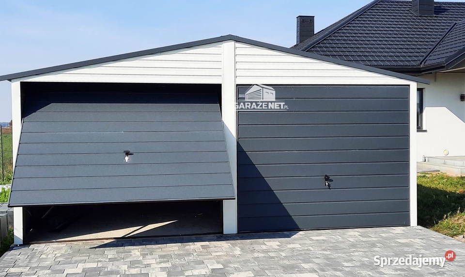 GARAŻ BLASZANY 6m x 7m DWUSPAD 2x BRAMA UCHYLNA Łapanów