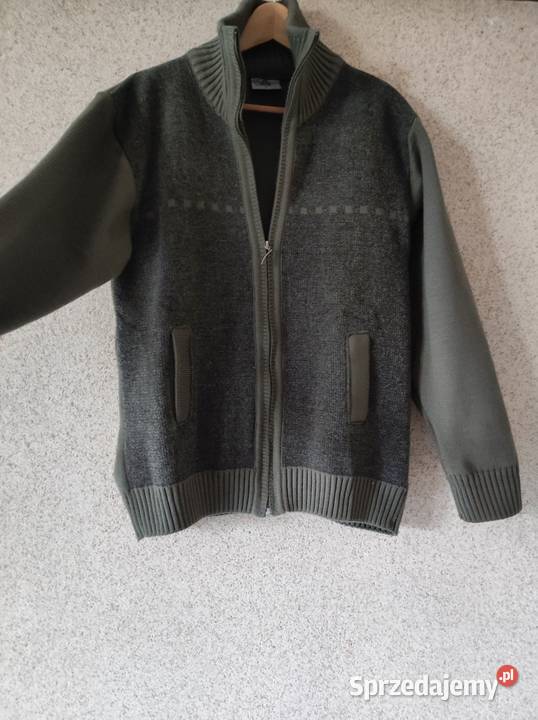 pulower sweter zasuwany z kieszeniami wełniany