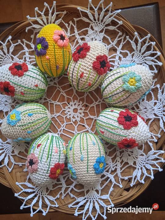 Pisanki szydełkowe rękodzieło wielokolorowy lubelskie