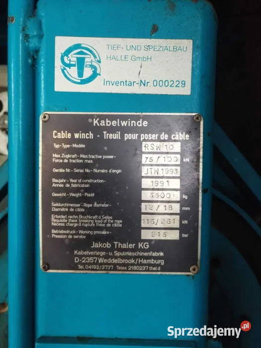 Przeciągarka kablowa wyciągarka kablowa Thaler Tarnów