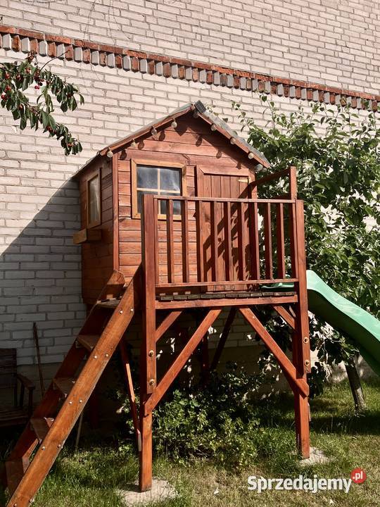 Drewniany Domek dzieci z zjeżdżalnią Łosice