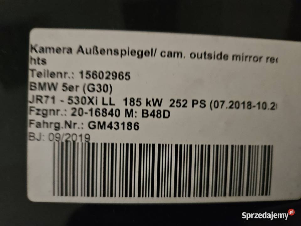 Lusterko BMW prawe Milówka sprzedam