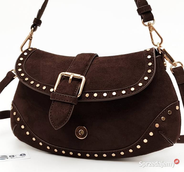 Torebka Flora CO Paris Zamsz Brązowa Czekoladowa