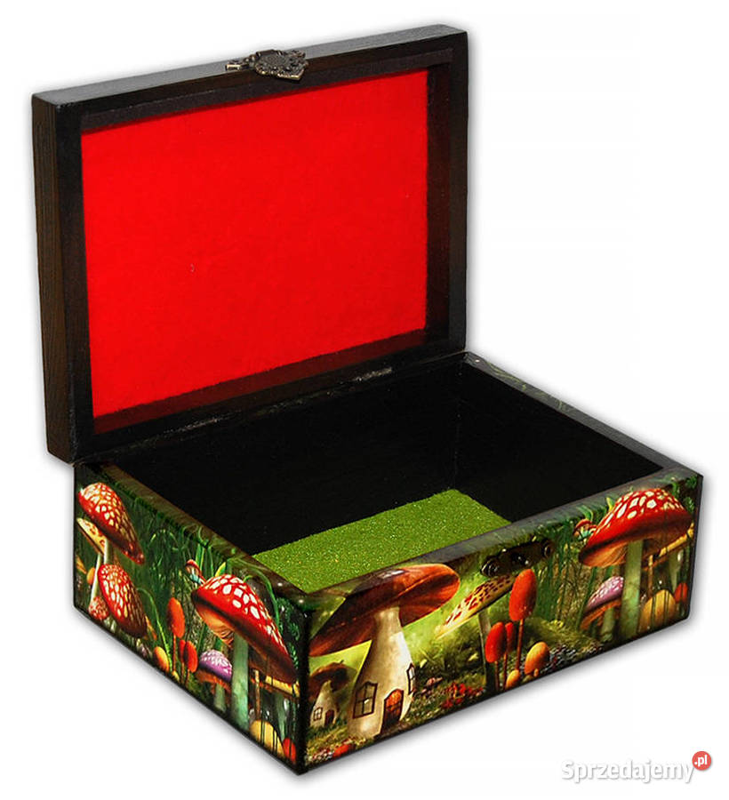 Drewniana SZKATUŁKA pudełko ozdobne MUCHOMORKI Bydgoszcz