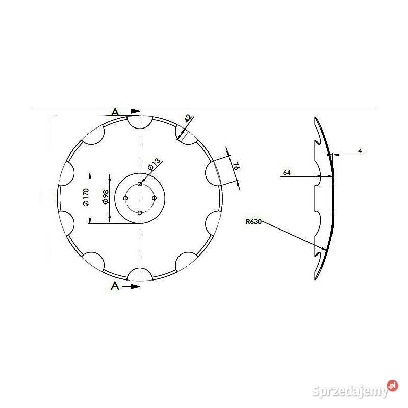 Talerz do agregatu talerzowego zębaty 560 mm 4 Sieradz