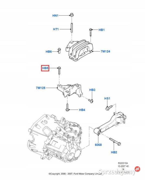 ŚRUBA MOCUJĄCA SKRZYNI FORD TRANSIT 1405879 osobowe