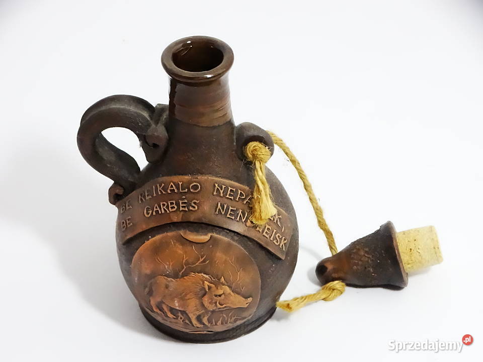 Myśliwski dzbanek ceramiczny dekoracyjny motyw Biłgoraj