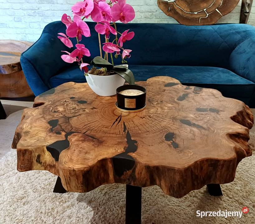 Stolik kawowy PIĘKNY OKAZ LIVE EDGE LOFT plaster wielkopolskie Śrem